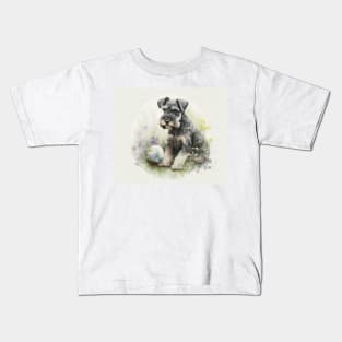 Miniature Schnauzer Watercolour Painting Kids T-Shirt